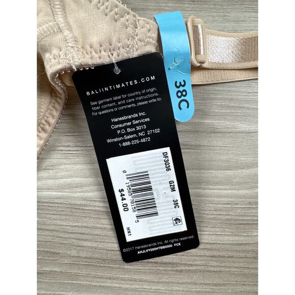 Bali Double‎ Support Cotton Wirefree Bra, Soft Taupe, Size 38C - Picture 5 of 7